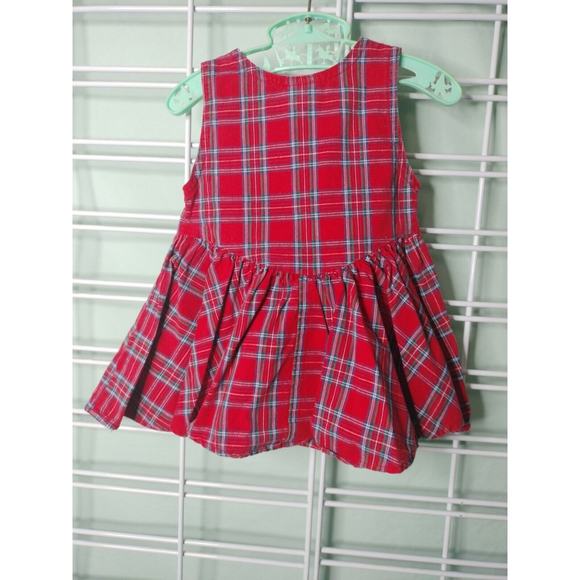 Vintage OshKosh B’Gosh Plaid Tartan Red Dress 12 Months Cotton - Picture 6 of 7